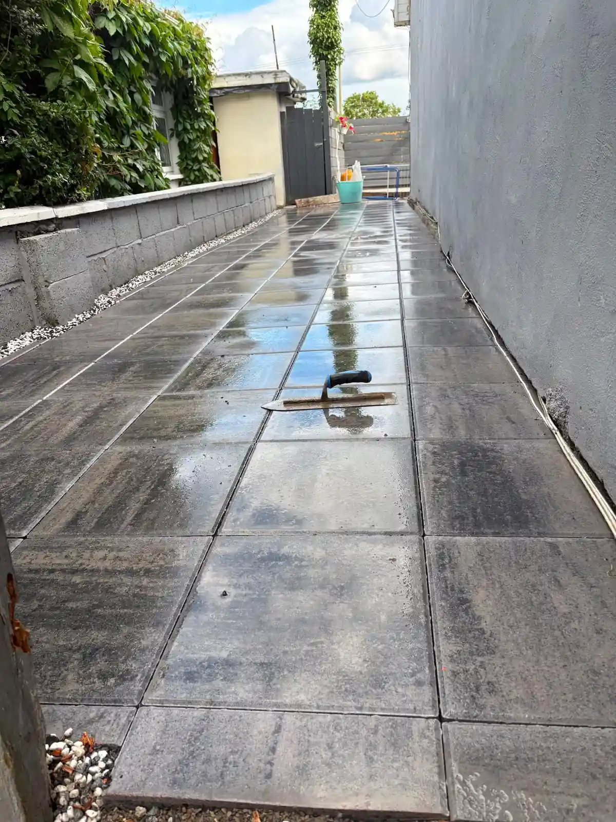 Porcelain patio tiles after exterior cleaning by Reflect General Maintenance in Dublin