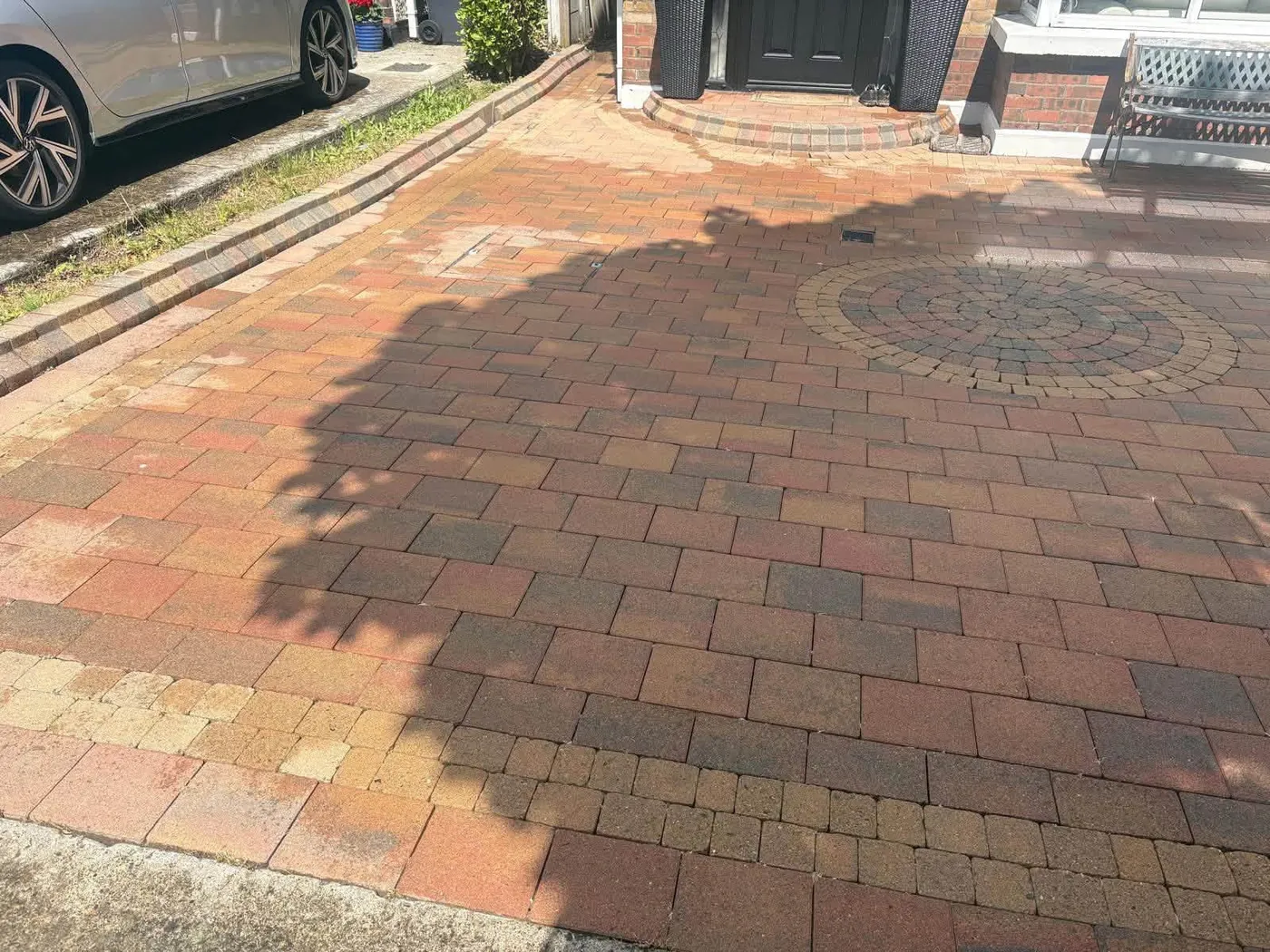 Clean block paving driveway in Dublin after power washing