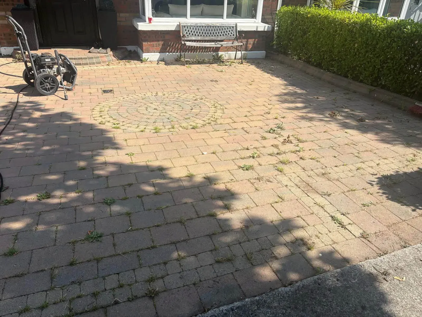 Mossy dirty driveway in Dublin before power washing