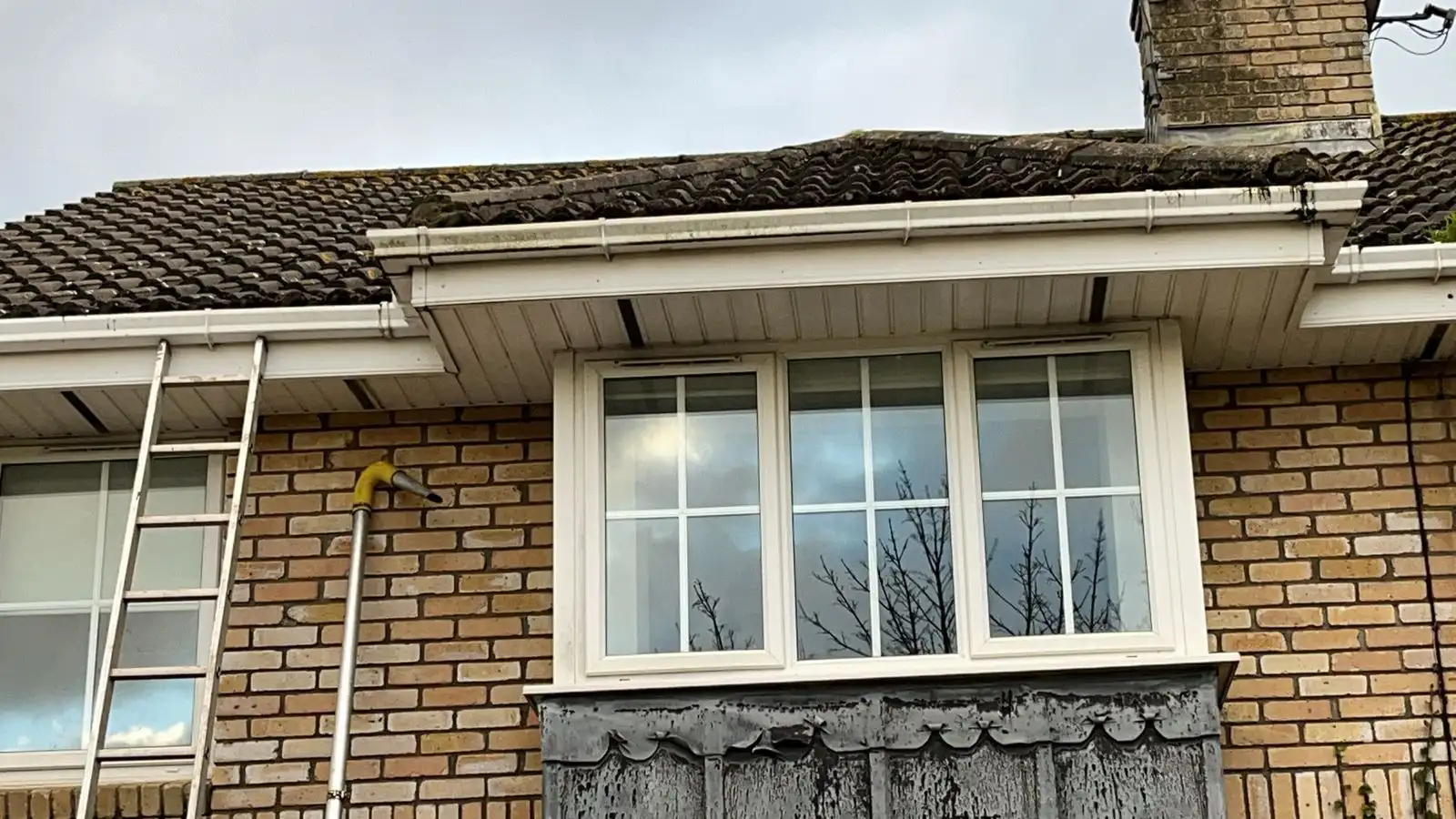 Water-fed exterior window cleaning on a residential property
